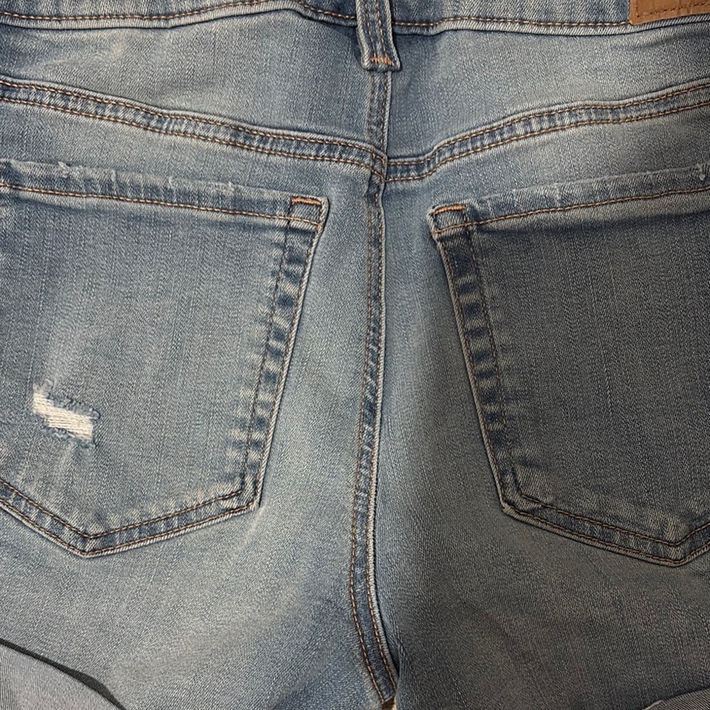 Aeropostale Women's Blue High Waisted Distressed Denim Shorts - Picture 9 of 9